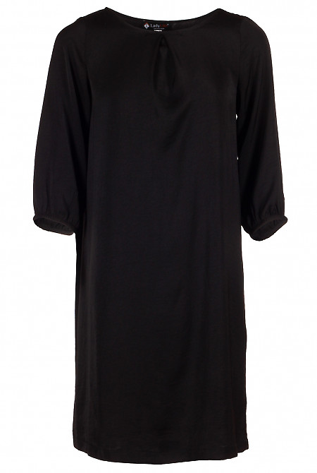 Платье с защипом черное Деловая женская одежда фото