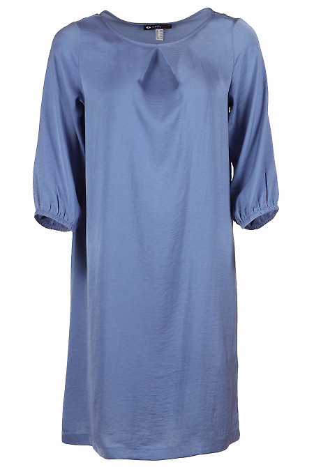Сукня з защипом синя Діловий жіночий одяг фото