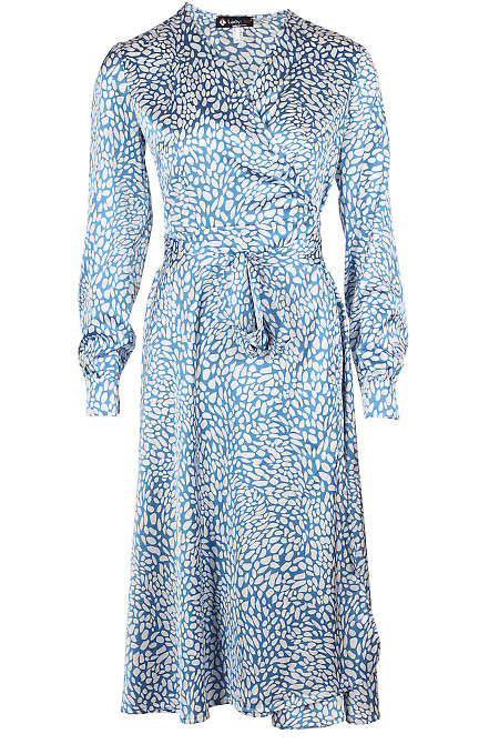 Платье шелковое голубое в камушки Деловая женская одежда фото