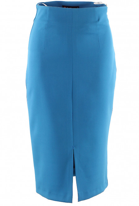 Спідниця з розрізом по переду яскраво-синя Діловий жіночий одяг фото