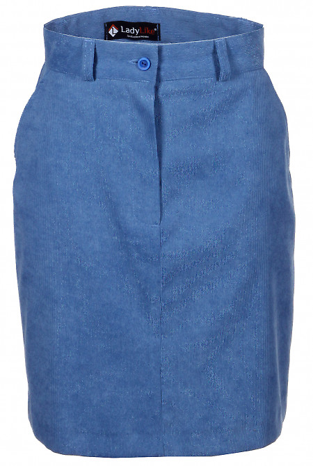Спідниця синя вельветова Діловий жіночий одяг фото
