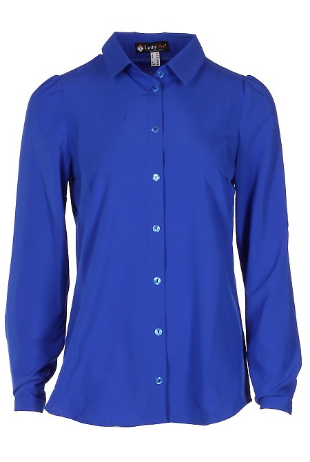 Блузка-рубашка ярко-синяя Женская Одежда LadyLike фото