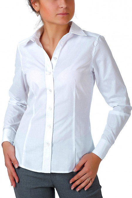 Біла блузка з довгим рукавом 