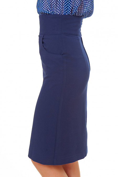 Женская синяя юбка с карманами