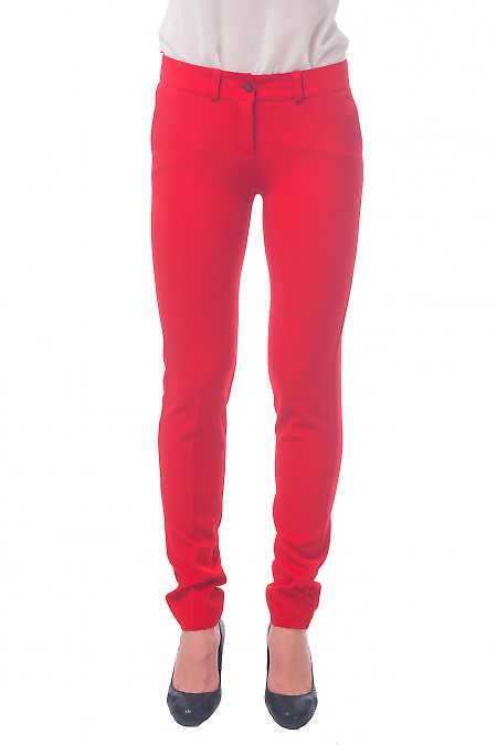 Фото Брюки червоні з кишенями Діловий жіночий одяг