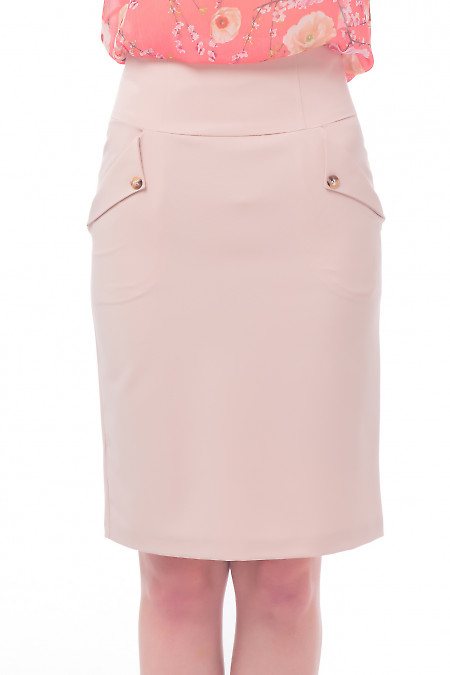 Фото Юбка бежевая с карманами Деловая женская одежда