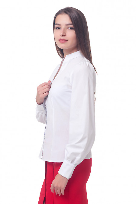 Купить белую блузку со стойкой Деловая женская одежда