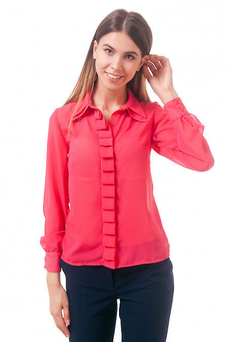 Фото Блузка со складочками по планке из шифона Деловая женская одежда