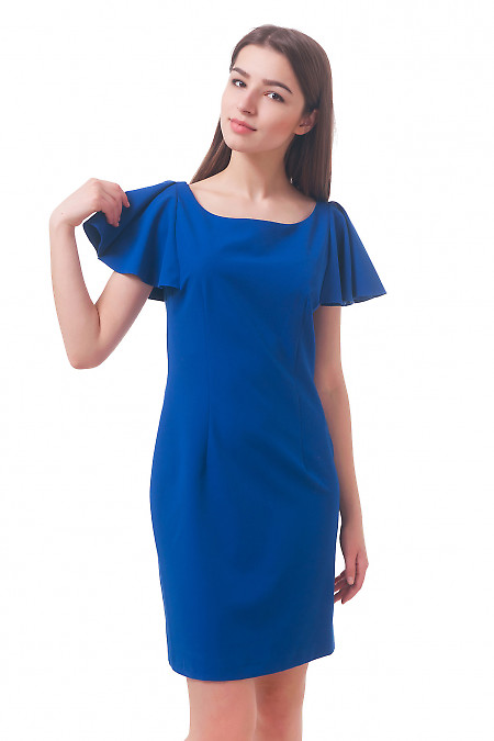 Фото Сукня яскраво-синя з крилишками Діловий жіночий одяг 