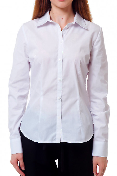 Рубашка белая женская с длинным рукавом. Деловая женская одежда