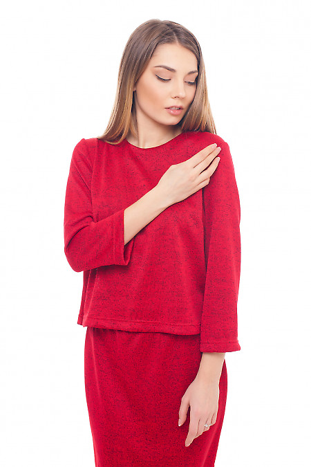 Блуза червона тепла трикотажна. Діловий жіночий одяг