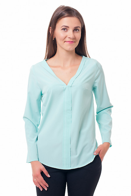 Блузка мятного цвета из вискозы Деловая женская одежда фото