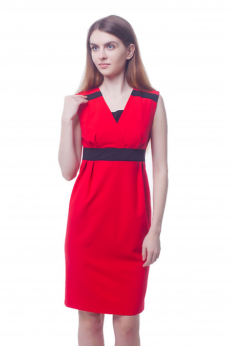 Сукня ошатна червона з чорними вставками. Діловий жіночий одяг