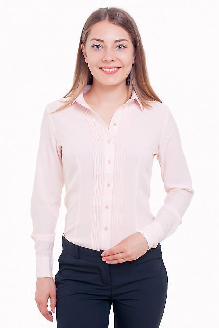 Блузка с защипами нежно-розовая Деловая женская одежда фото