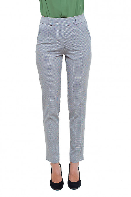 Брюки молочні в клітинку Діловий жіночий одяг фото