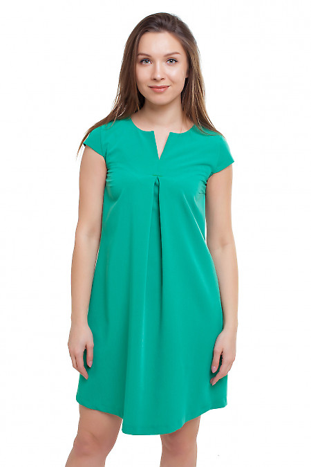 Платье зеленое со складочкой Деловая женская одежда фото