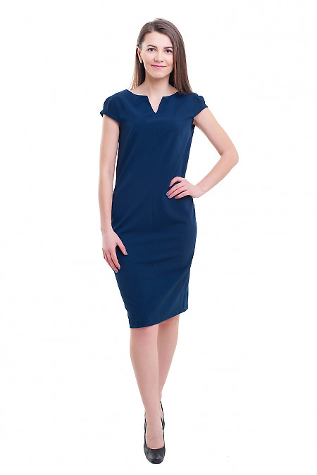 Ділова приталена сукня синього кольору
