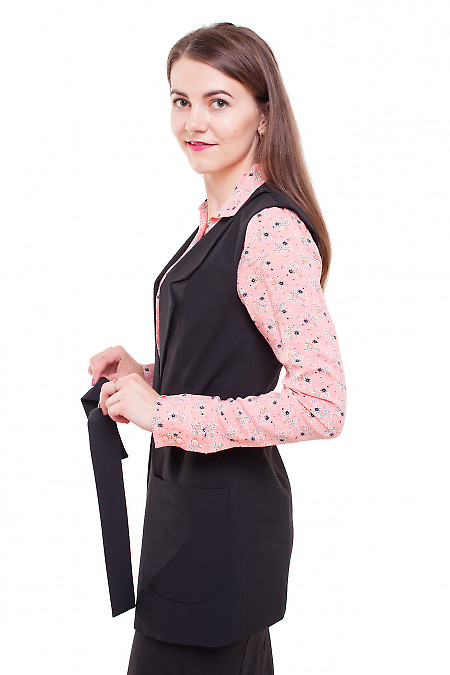 Жилетка довга чорна Діловий жіночий одяг фото