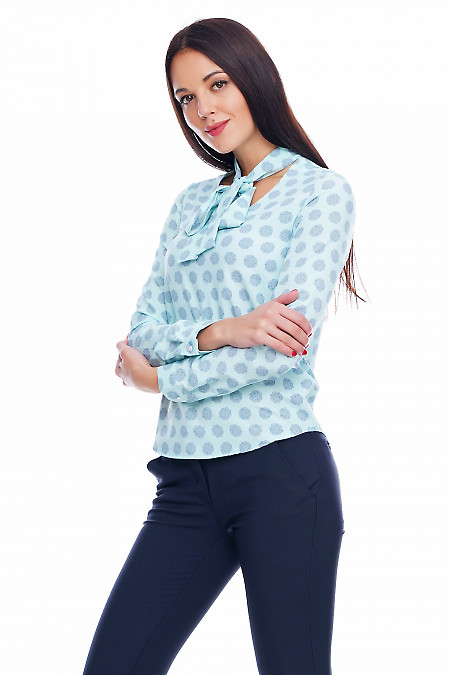 Блузка на завязочках мятного цвета Деловая женская одежда фото