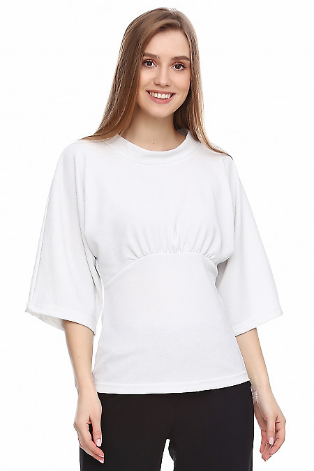 Блуза трикотажна біла з люрексом. Діловий жіночий одяг