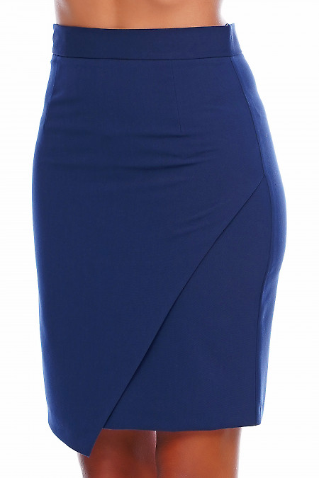 Юбка с фигурным низом синяя Деловая женская одежда фото