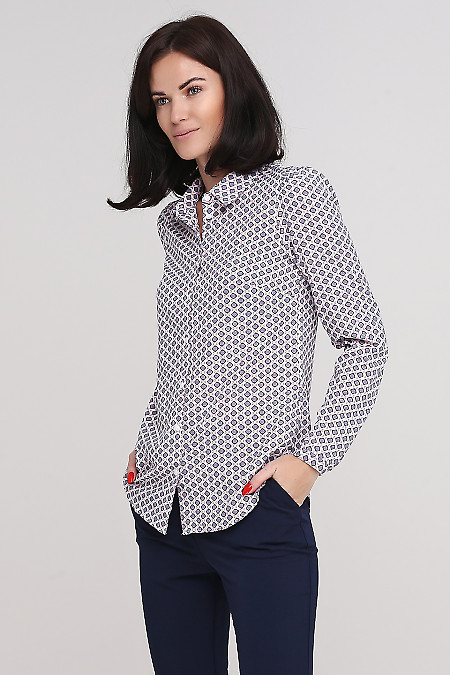 Блузка-рубашка в ромбики Деловая женская одежда фото