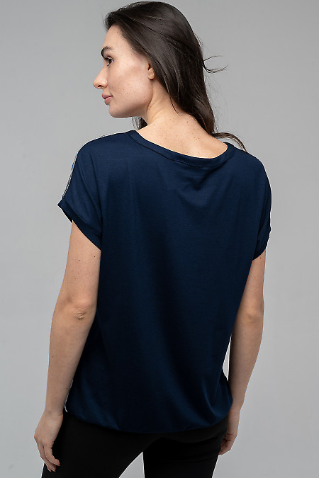Трикотажная блузка с синей спиной