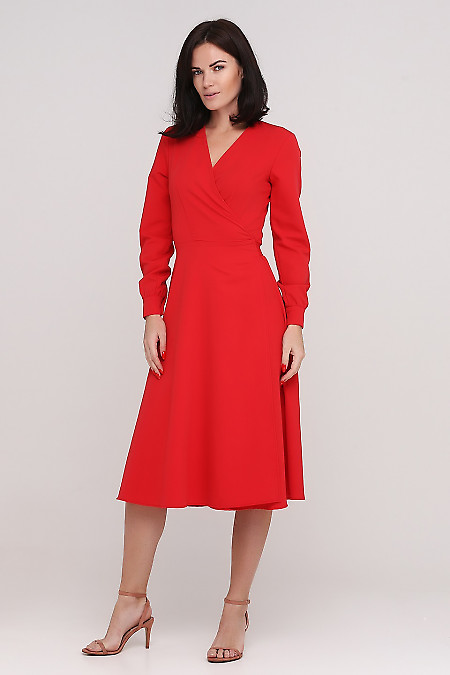 Платье красное на запах Деловая женская одежда фото