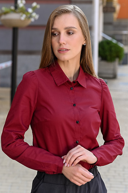 Рубашка женская бордовая фото