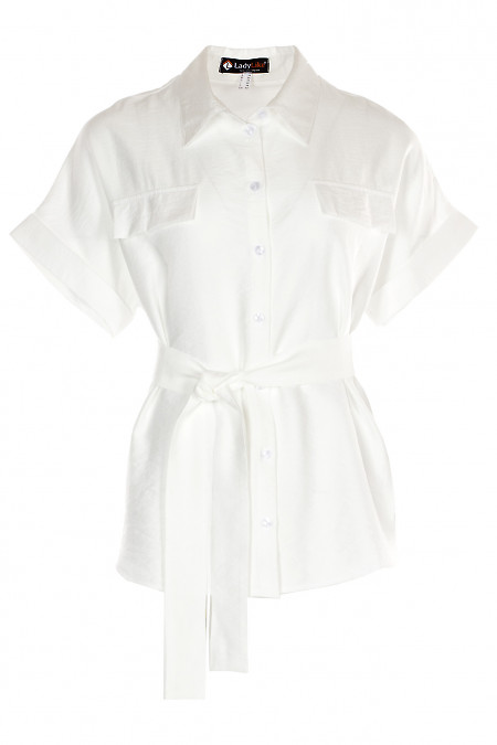 Блузка льняная белая Деловая женская одежда фото