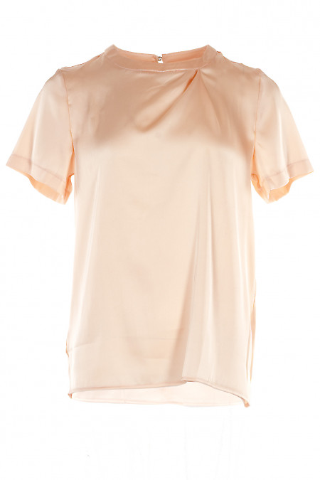 Блузка персикова шовкова. Діловий жіночий одяг.
