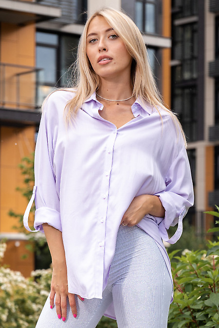Стильная блузка лилового цвета. Деловая женская одежда фото
