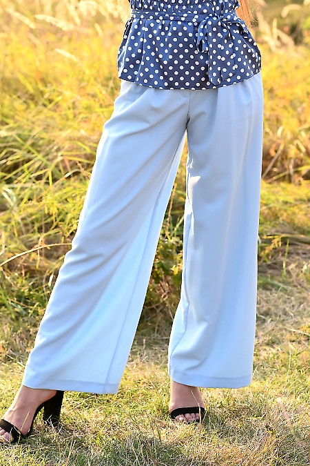 Жіночі брюки голубі палаццо. Діловий жіночий одяг