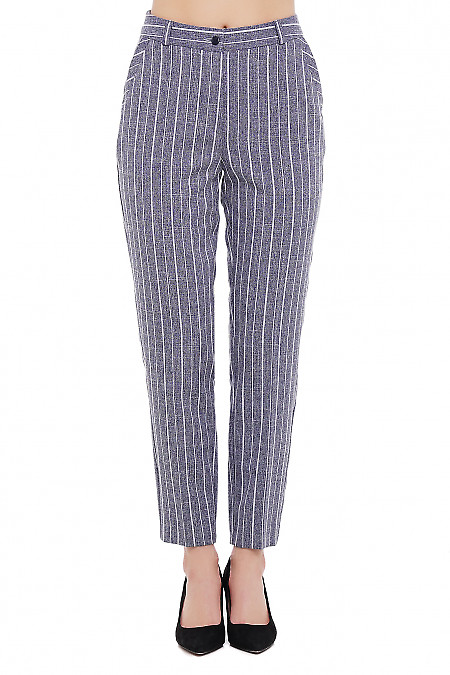 Брюки сині в полоску Діловий Жіночий Одяг фото
