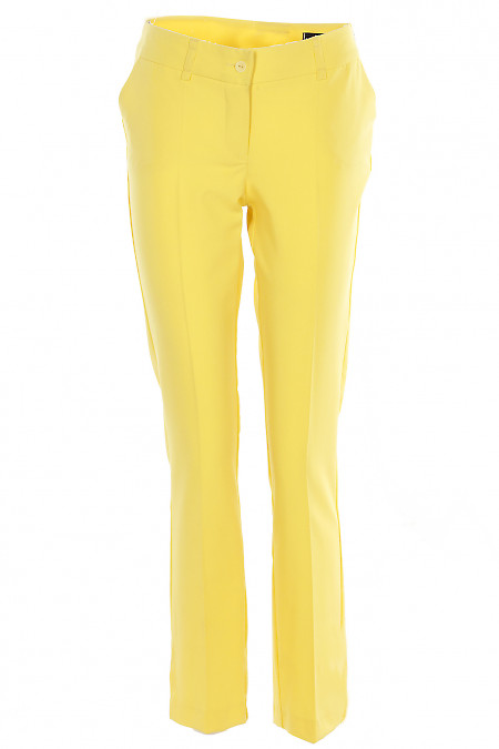 Брюки укорочені жовті Жіловий Жіночий Одяг фото