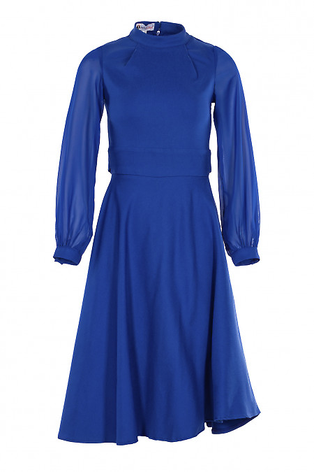 Сукня електрик з шифоновими рукавами.Діловий жіночий одяг фото