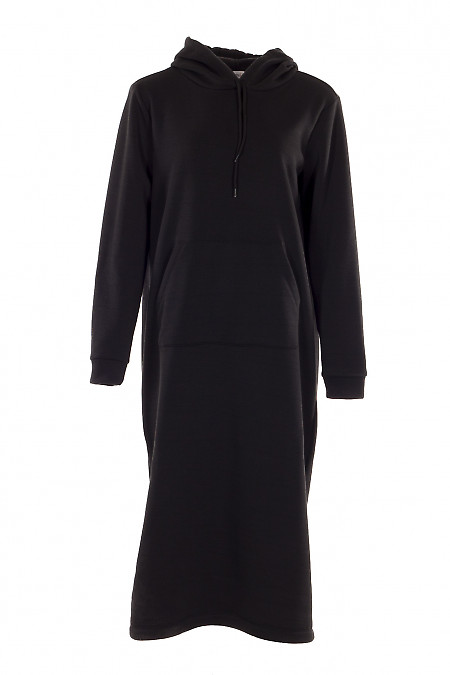 Сукня худі чорна на флісі. Діловий жіночий одяг фото