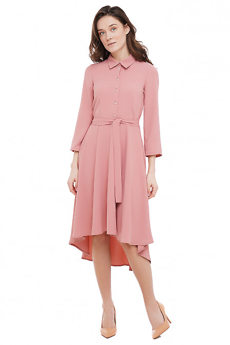 Платье с неровным низом розовое Деловая Женская Одежда фото