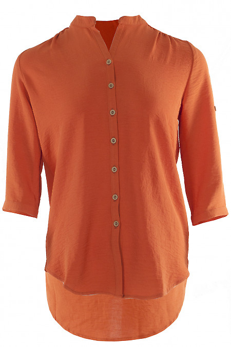 Блузка з подовженою спинкою гірчична Діловий жіночий одяг фото