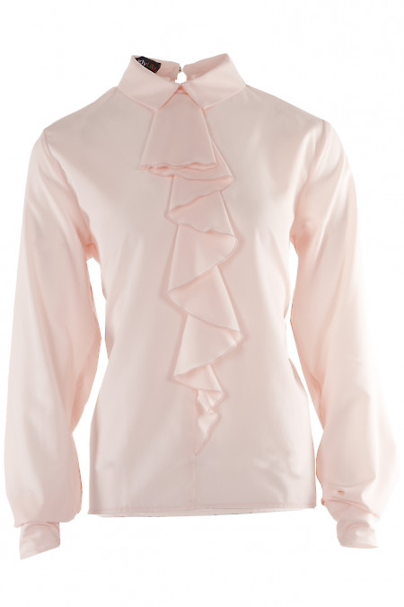 Блузка с жабо розовая Деловая женская одежда фото