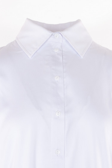 Купить блузку белую оверсайз удлиненную. Деловая женская одежда фото