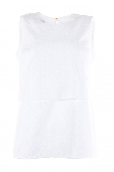 Блузка біла з прошви з подвійним передом. Діловий жіночий одяг фото