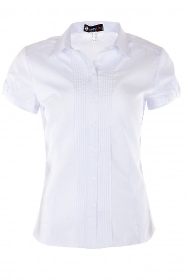 Блузка белая с декоративными защипами Деловая женская одежда фото