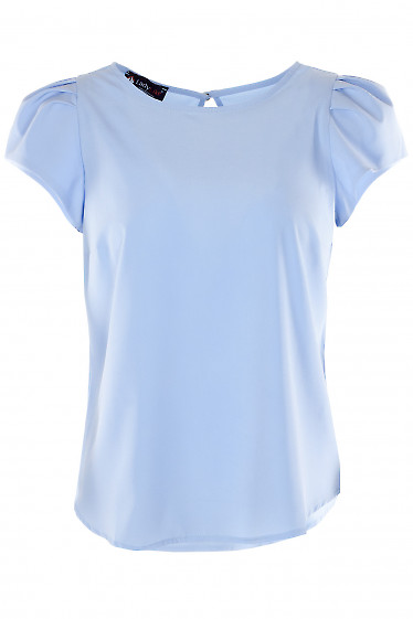 Блузка голубая с коротким рукавом женская одежда