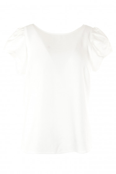 Блузка белая женская с круглой горловиной.Деловая женская одежда фото