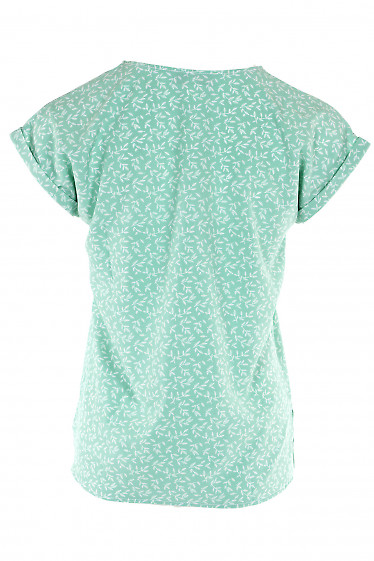 Купити футболку зелену з білим листочком. Діловий жіночий одяг фото
