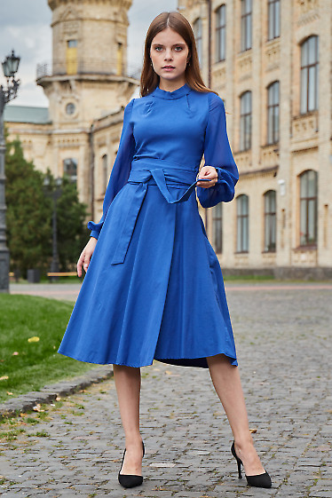  Сукня електрик із шифоновими рукавами. Діловий жіночий одяг фото