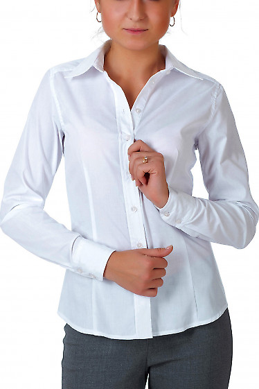 Белая женская блузка с планкой. Деловая женская одежда