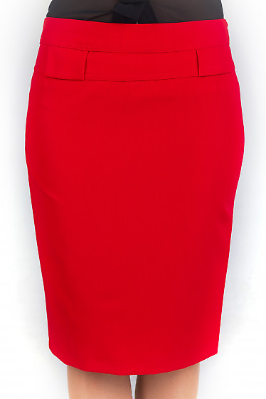 Фото Юбка красная с разрезом Деловая женская одежда