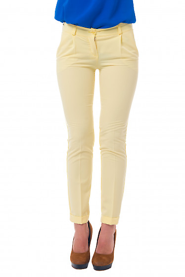 Женские желтые брюки с манжетой Деловая женская одежда